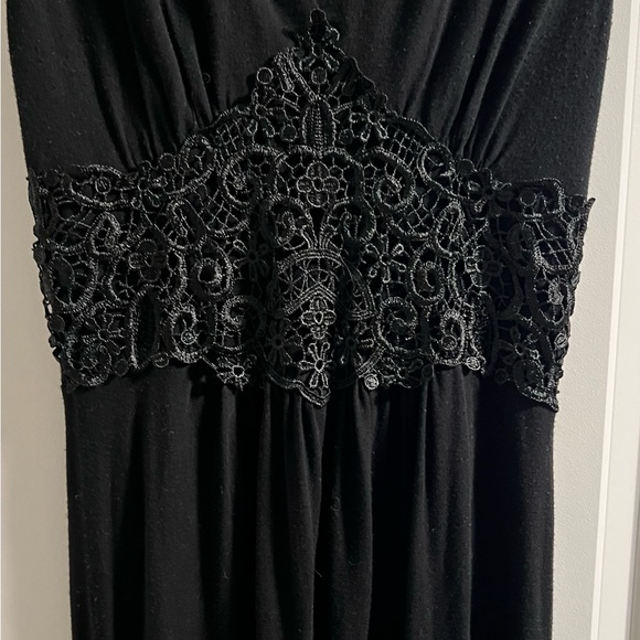 Women’s Monteau Long Black Maxi Dress with Lace Embellishments Size Small - Picture 5 of 6